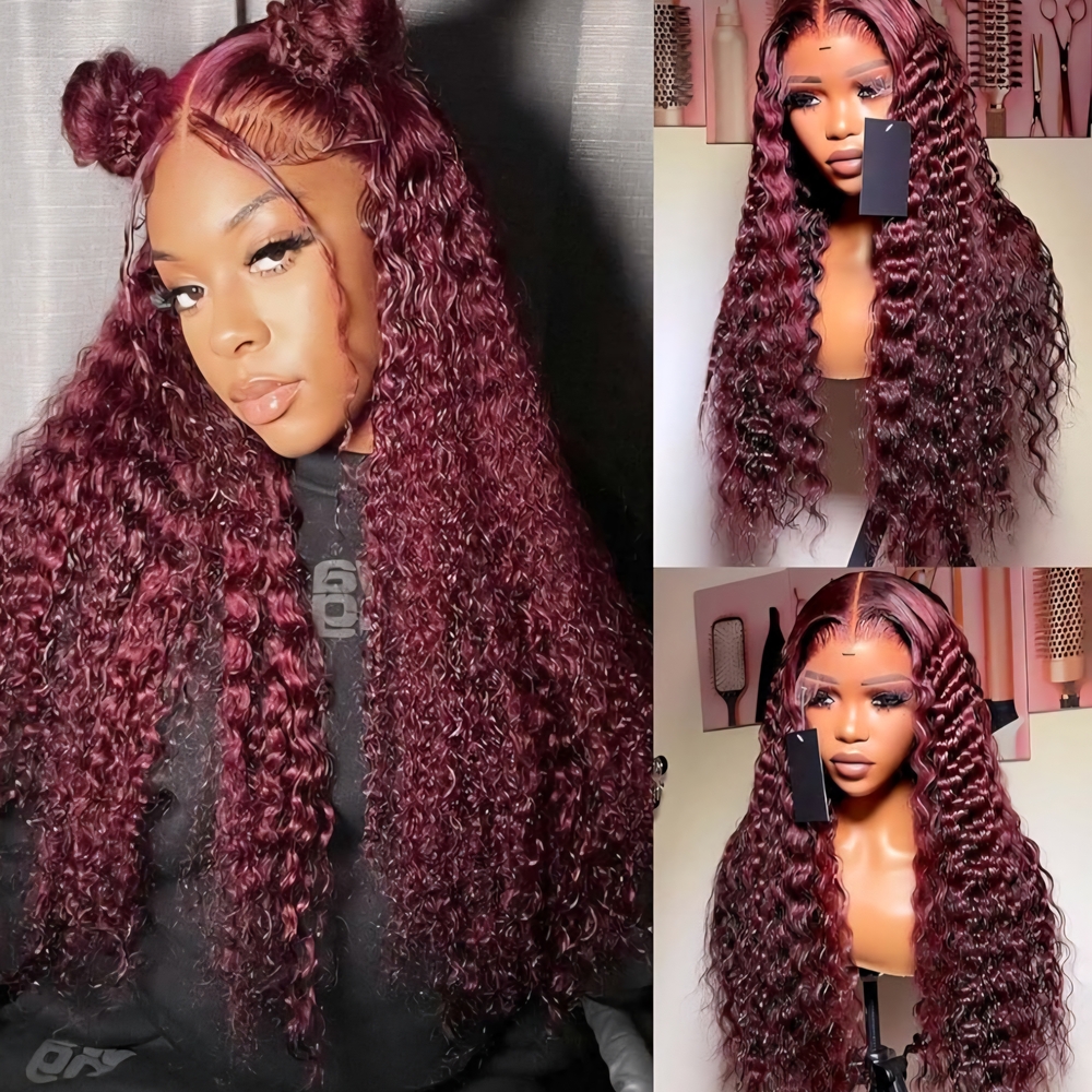 Red Curly Wigs & Extensions with Voluminous Deep Waves